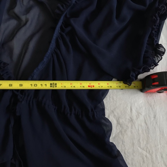 Pretty Sheer Navy Ruffle Top by PRESS Size Medium - Picture 4 of 7